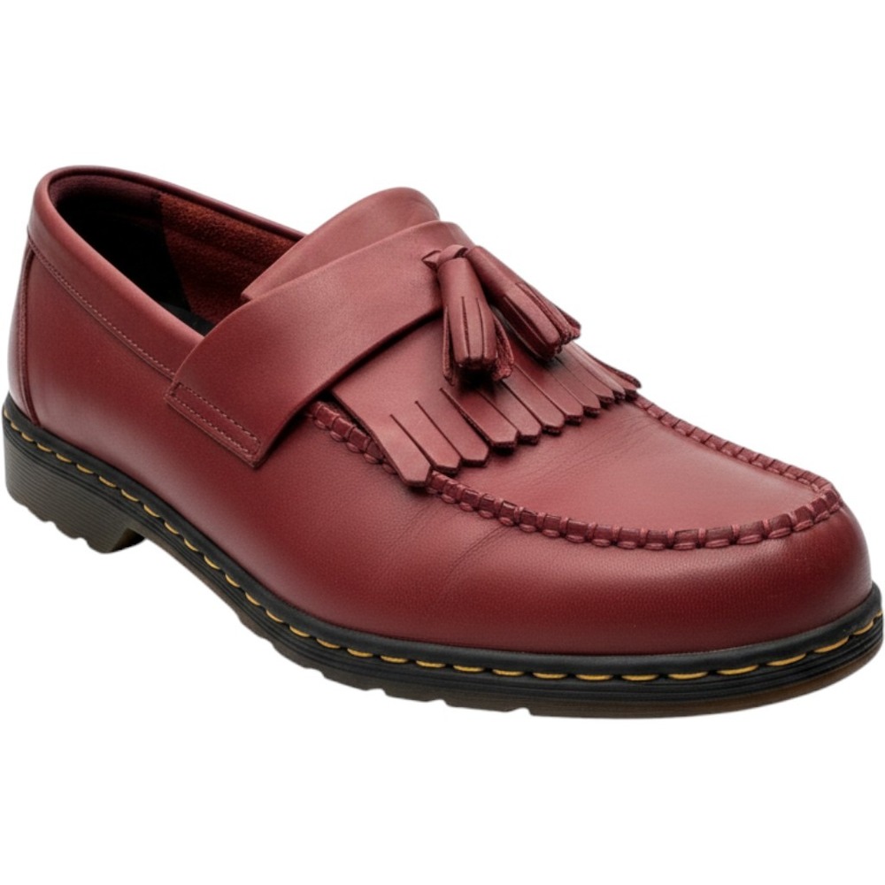 Dr. Martens Adrian Tassel Loafers Red Leather SoftWair Shoes Men 11